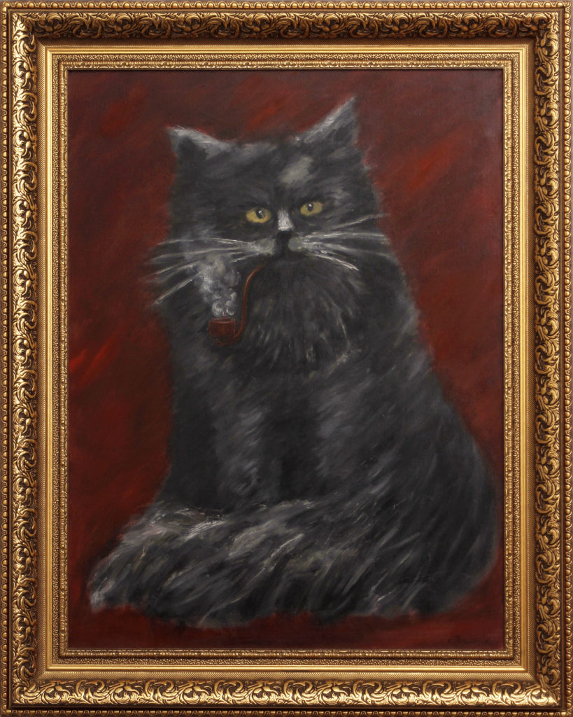 cat-with-a-pipe-2010-canvas-oil-80x60-in-a-private-collection